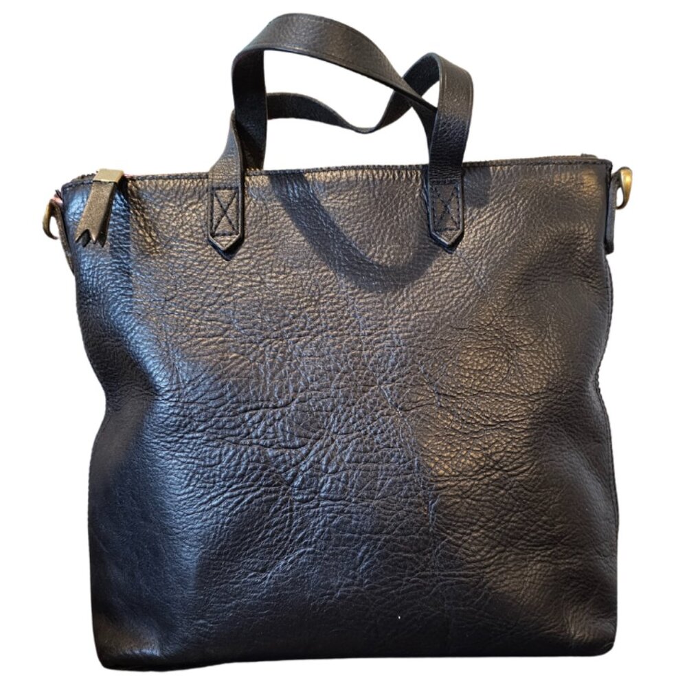 Madewell small Transport tote Black pebbled Leather & brass hardware Minimalist